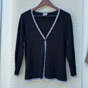 Black with White Trim Cartigan
